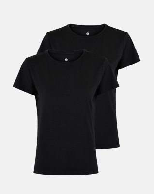 Bambusviskose, T-Shirt, 2-pack, Schwarz