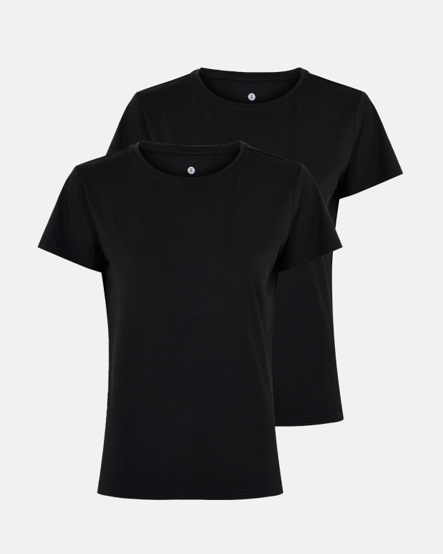Bambusviskose, T-Shirt, 2-pack, Schwarz