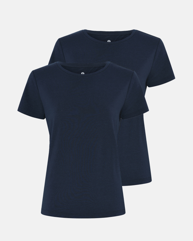 Bambusviskose, T-Shirt, 2-pack, Navy
