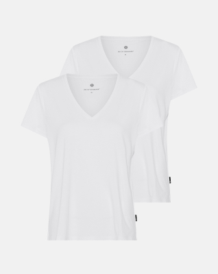 Bambusviskose, T-Shirt v-neck, 2-pack, Weiss
