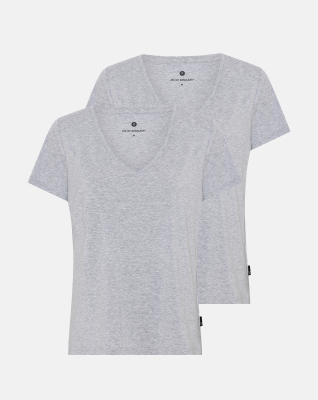 Bambusviskose, T-Shirt v-neck, 2-pack, Grau