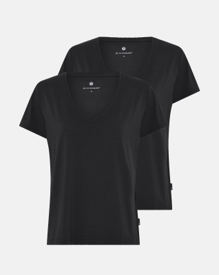 Bambusviskose, T-Shirt v-neck, 2-pack, Schwarz