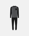 Bambusviskose, Pyjama "Jersey", Schwarz/Grau