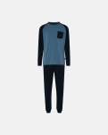 Bambusviskose, Pyjama "Jersey", Blau/Schwarz