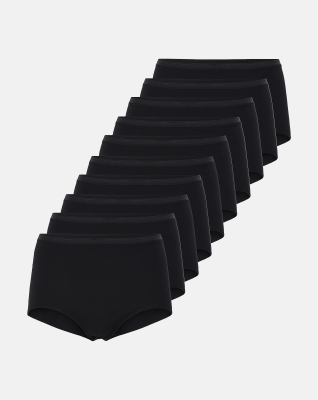 Bio-Baumwolle, Maxi Slip, 10-Pack, Schwarz