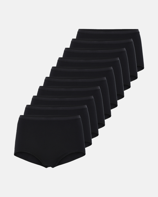 Bio-Baumwolle, Maxi Slip, 10-Pack, Schwarz