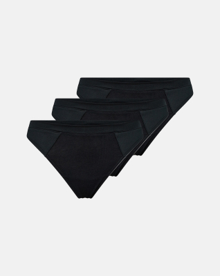 Bio-Bambusviskose, String, 3-pack, Schwarz