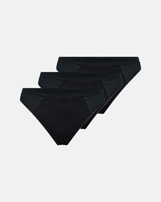 Bio-Bambusviskose, String, 3-pack, Schwarz