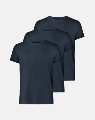 3-pack Bambus, T-Shirt, Navy -Resteröds