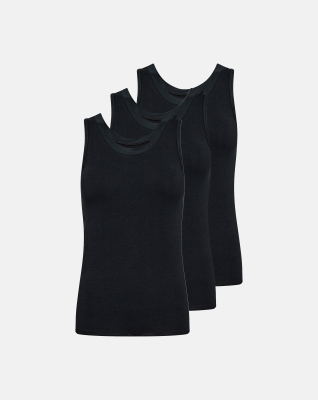 Bio-Bambusviskose, Tanktop, 3-pack, Schwarz