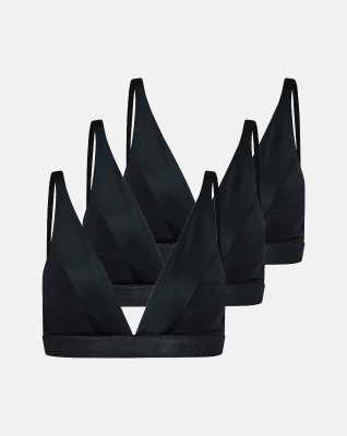 Bio-Bambusviskose, Weicher BH, 3-pack, Schwarz