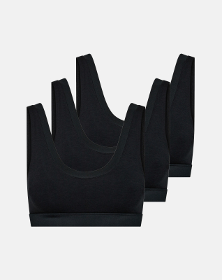 Bio-Bambusviskose, BH Top, 3-pack, Schwarz
