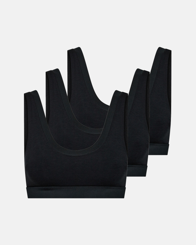 Bio Bambusviskose, 3-pack BH-Top, Schwarz -JBS of Denmark Women