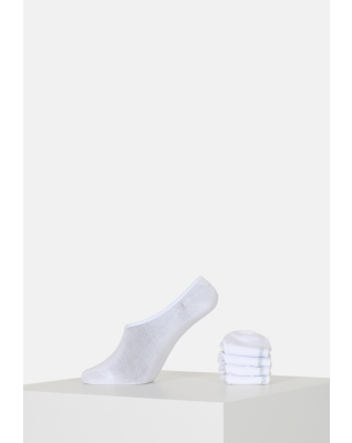 Bambus, No show Socken, 5-pack, Weiß -Resteröds