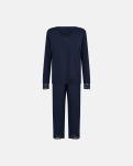 Bambus-Viskose, Pyjama-Set mit Spitze, Marine