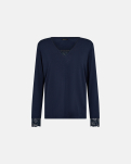 Bambus-Viskose, Pyjama-Set mit Spitze, Marine