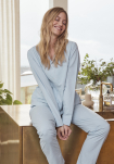 Bambus, "Seersucker" Schlafhosen, Blau -JBS of Denmark Women