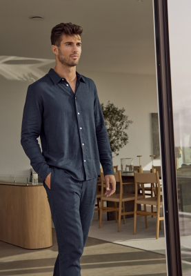 Leinen, Hose, Marineblau