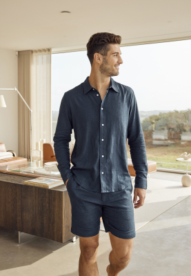 Leinen, Shorts, Marineblau