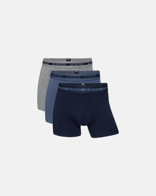 Bambusviskose, Boxershorts, 3er-Pack, Grau, Blau, Marineblau -JBS