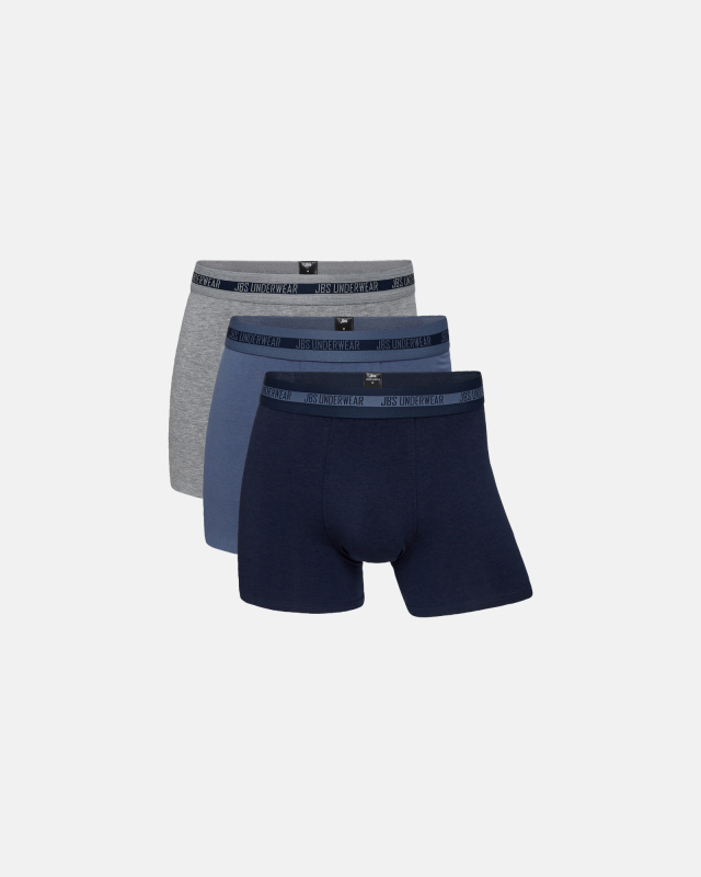 Bambus, Boxershorts, 3er-Pack, Grau, Blau, Marineblau -JBS