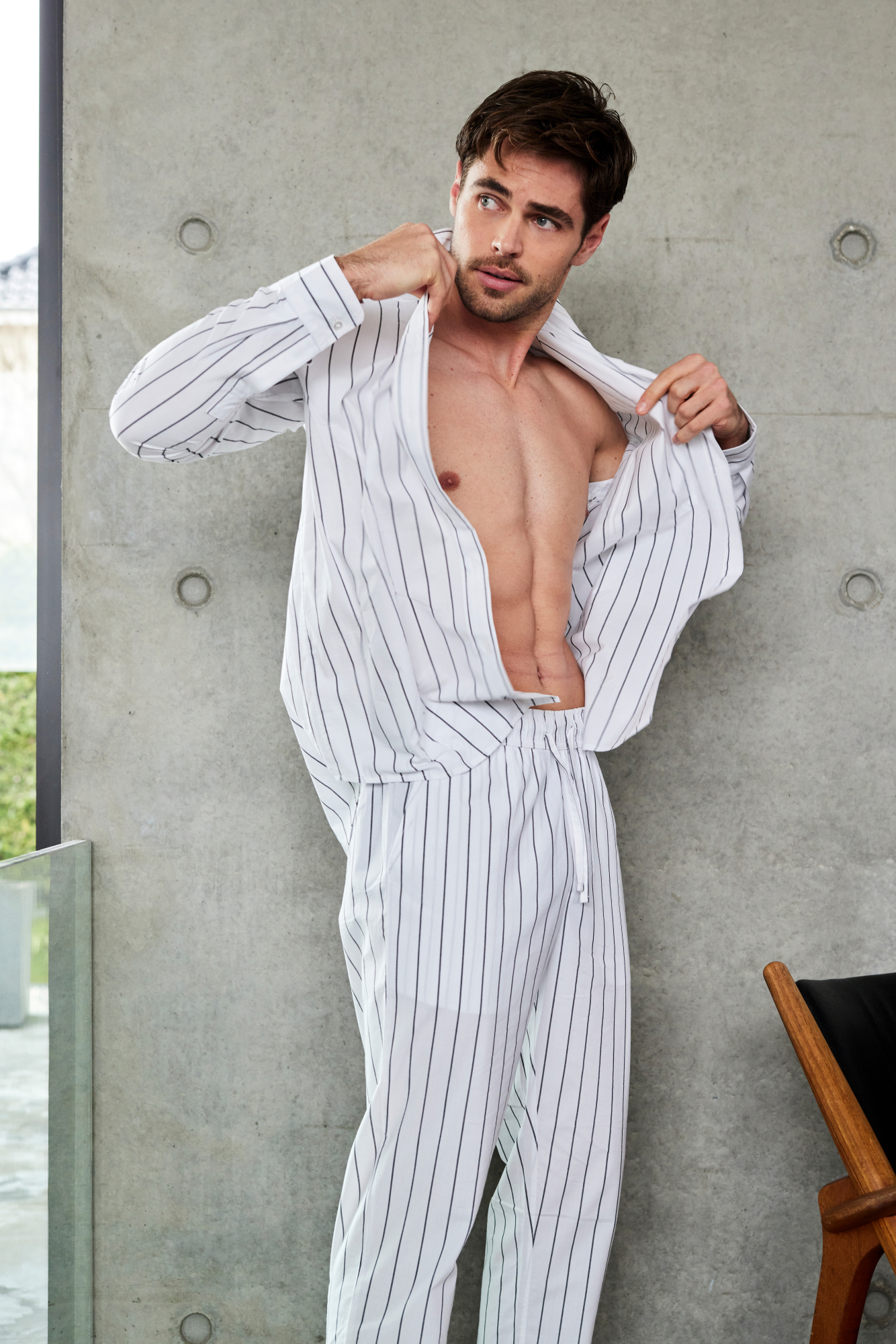 Bio-Baumwolle, Pyjamahemd, Weiß -JBS of Denmark Unisex Bio-Baumwolle, Pyjamahemd, Weiß -JBS of Denmark Unisex