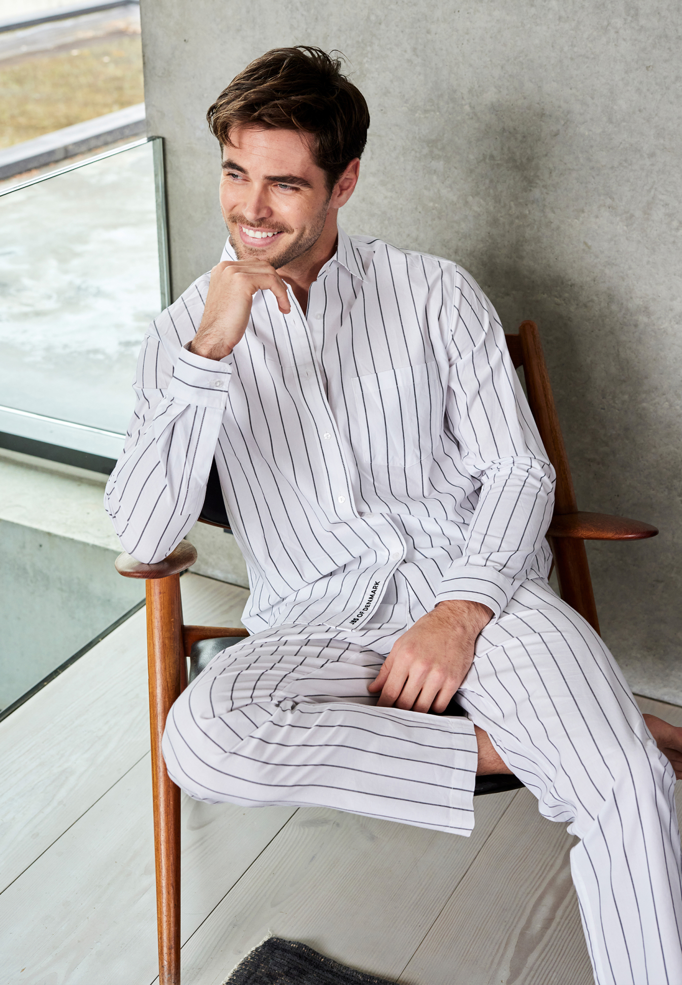 Bio-Baumwolle, Pyjamahemd, Weiß -JBS of Denmark Unisex Bio-Baumwolle, Pyjamahemd, Weiß -JBS of Denmark Unisex