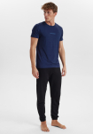 T-shirt m. Logo, Bambusviskose, Marine