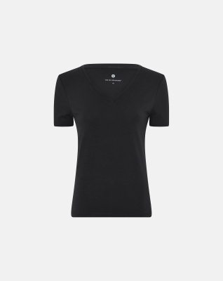 Bambus, T-Shirt v-neck "slim-fit", Schwarz -JBS of Denmark Women
