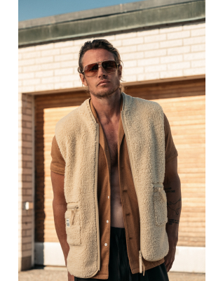 Recycelte Polyester, Fleece Weste, Beige -Resteröds