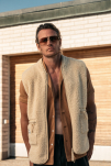 Recycelte Polyester, Fleece Weste, Beige -Resteröds