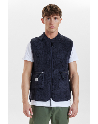Recycelte Polyester, Fleece Weste, Marine -Resteröds