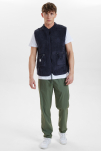 Recycelte Polyester, Fleece Weste, Marine -Resteröds