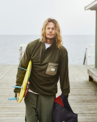 Recyceltes Polyester, Pullover Fleece, Marine -Resteröds