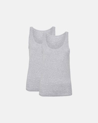 Bambus, Top Breiter Träger, 2-Pack, Grau -JBS of Denmark Women