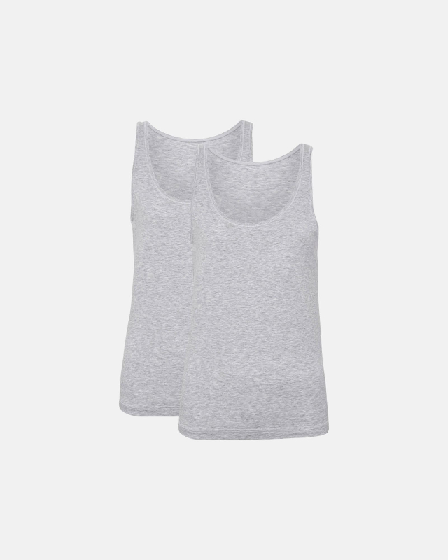 Bambus, Top Breiter Träger, 2-Pack, Grau -JBS of Denmark Women