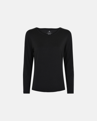 Bambusviskose, Langärmelig T-Shirt, Schwarz