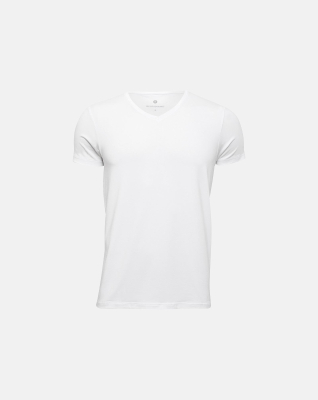 Bambusviskose, T-Shirt V-neck, Weiss -JBS of Denmark Men
