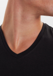 Bambusviskose, Unterhemd mit V-Ausschnitt, 2-pack, Schwarz -JBS