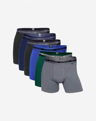Bambusviskose, Boxershorts, 6-pack, Mehrfarbig Grau -JBS