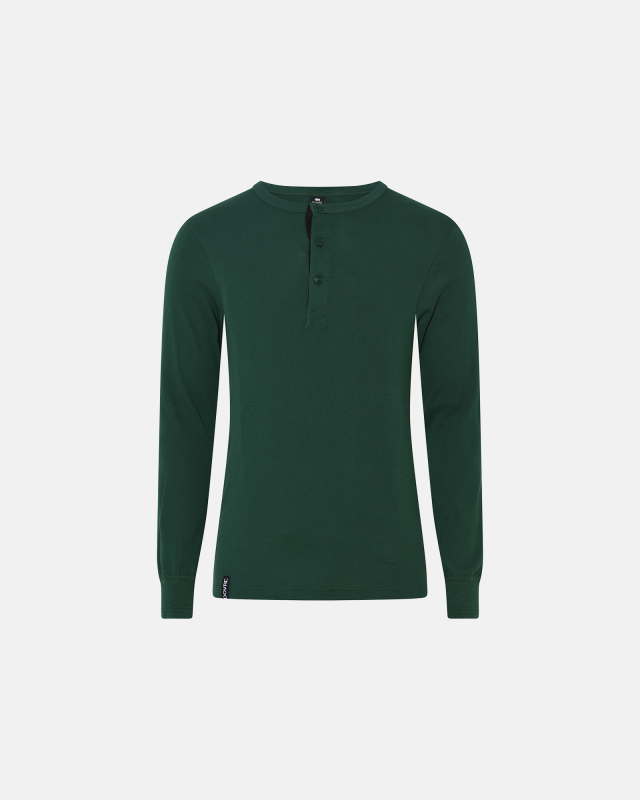 Bio-Baumwolle, Langarmshirt mit Knöpfen "Rib", Grün -Dovre
