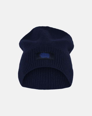 Bio-Wolle, Beanie Mütze, Blau