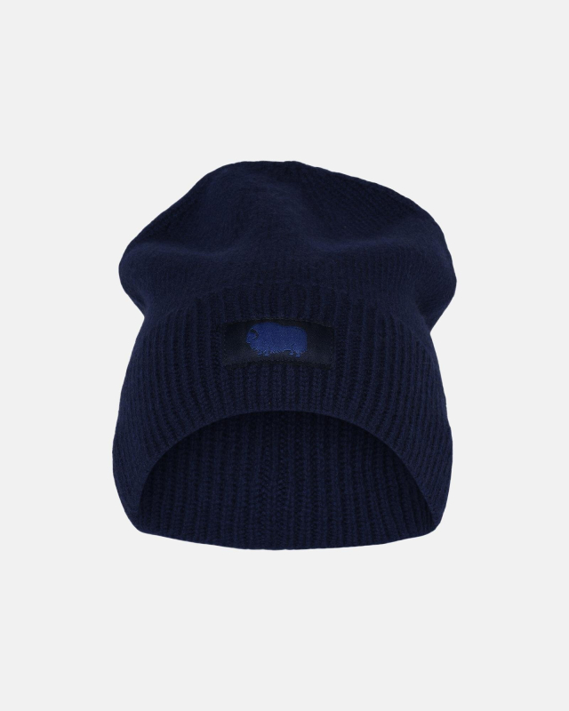 Bio-Wolle, Beanie Mütze, Blau
