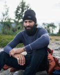Bio-Wolle, Beanie Mütze, Blau