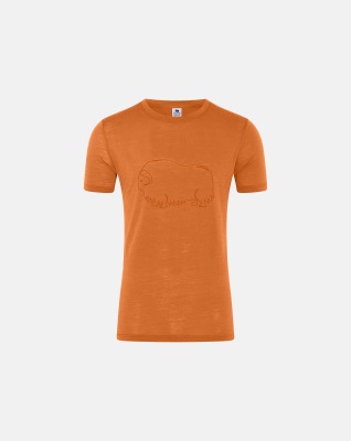 Bio-Wolle, T-Shirt, Orange mit druck -Dovre