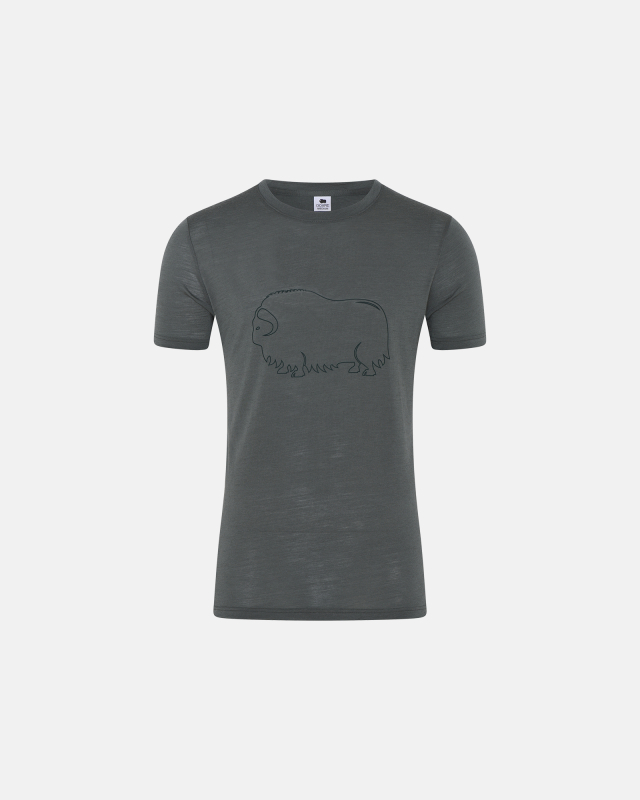 Bio-Wolle, T-Shirt, Grün mit druck -Dovre