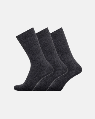 Bambusviskose, Socken, 3-Pack, Dunkelgrau melange -Egtved