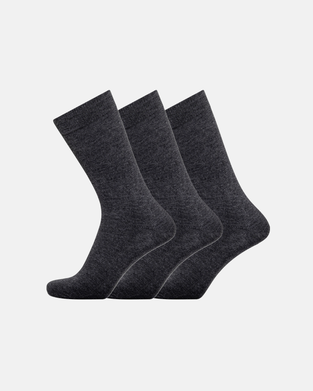 Bambusviskose, Socken, 3-Pack, Dunkelgrau melange -Egtved