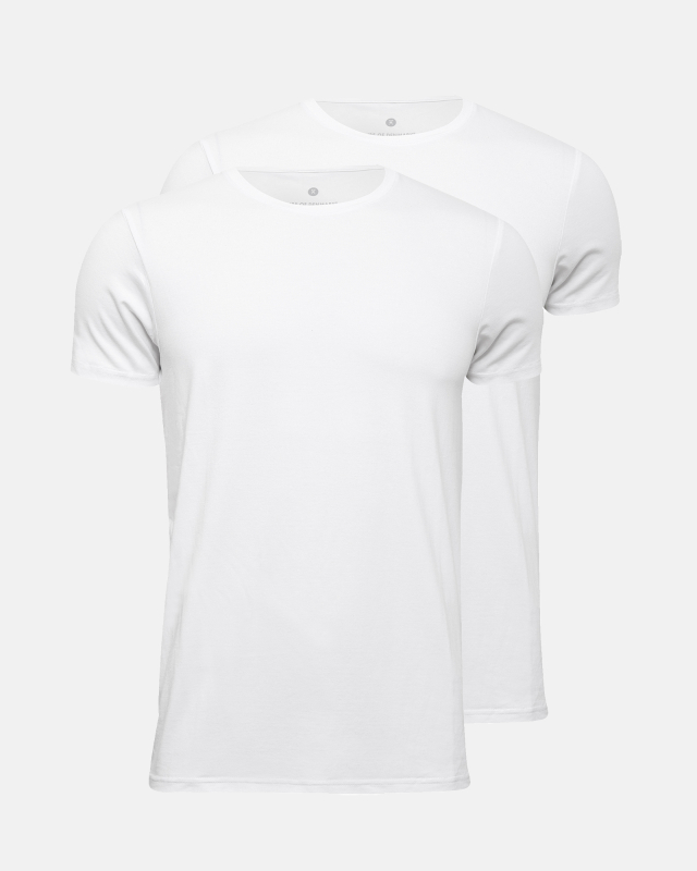 2-pack Bambusviskose, T-Shirt Rundhalsausschnitt, Weiß -JBS of Denmark Men