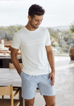 Bio-Baumwolle, Pyjama-Shorts, Blau gestreift -JBS of Denmark Men